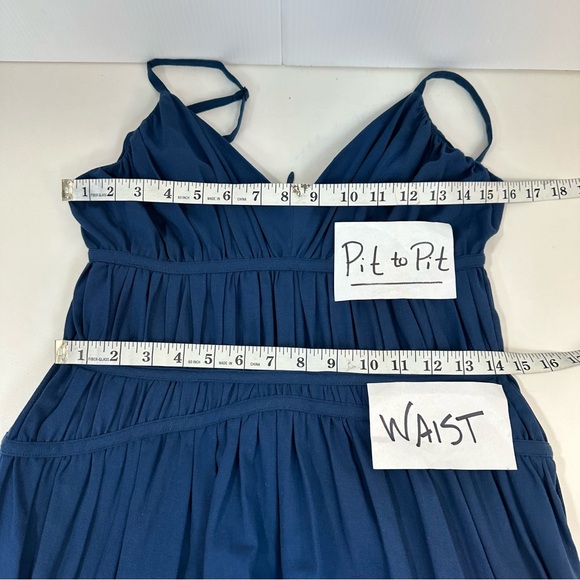 Trina Turk Women Gemma Blue lined Tiered Gathered Ruffles Maxi Dresses Sz 6 - Picture 9 of 13